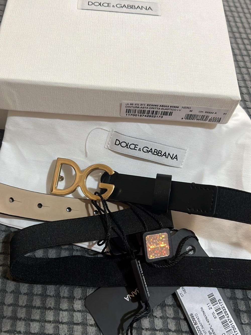 Dolce & Gabbana Black Leather Belt with Gold DG Logo